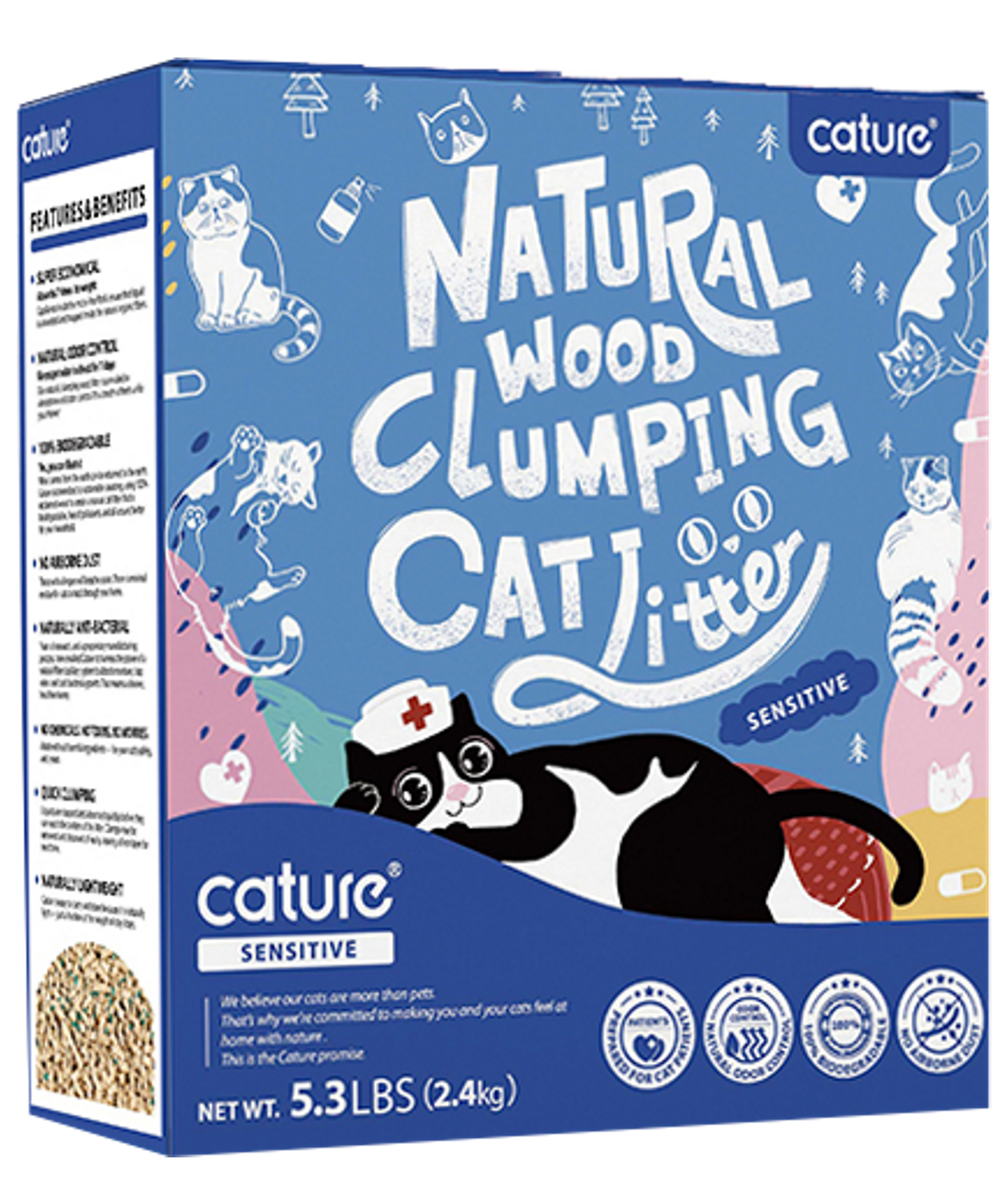 Cature Natural Wood Cat litter Sensitive 5.3 lbs