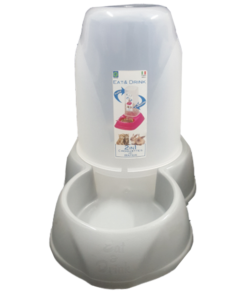 Eat & Drink Pet Food Dispenser (2 in 1) Gray Color