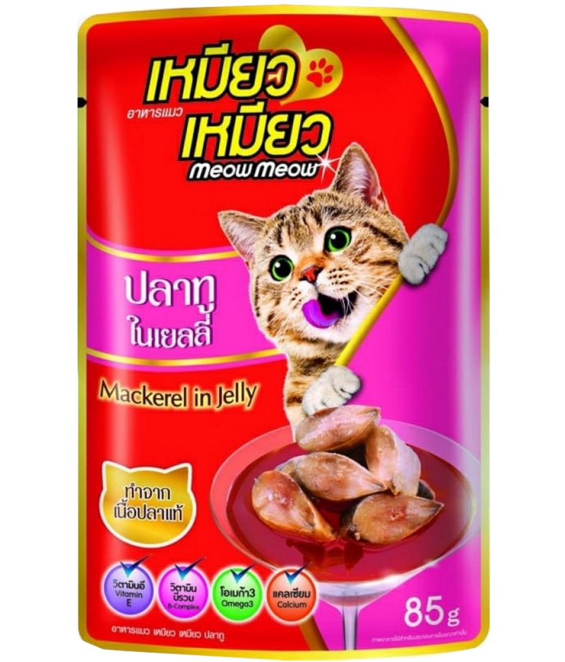 Meow Meow Pouch Cat Food Mackerel In Jelly 85gm