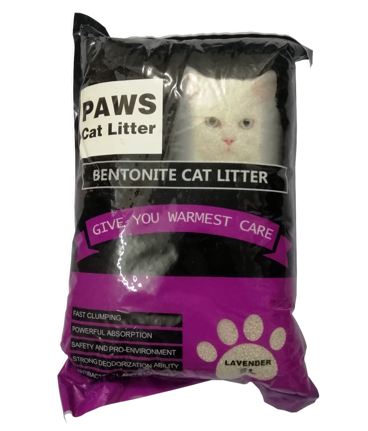 Paws Bentonite Cat Litter Lavender Flavour 5ltr