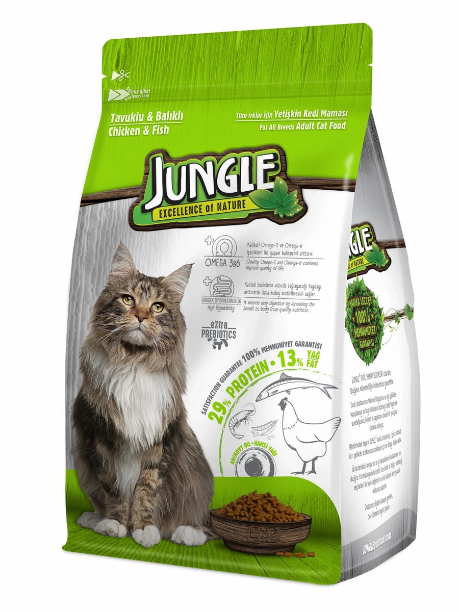Jungle Adult Cat Food With Chicken and Fish 1.5Kg
